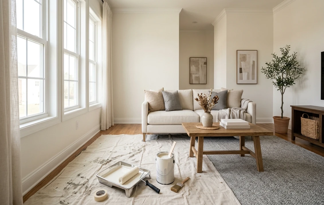 Residential interior painting in Courtenay, BC – Quality home painting service creating smooth, refreshed finishes for bedrooms, living rooms, hallways, and other spaces.